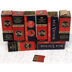 9 Vtg 1940s RCA Victor Radiotron Ham TV Radio Tube 1T5 GT Original Box